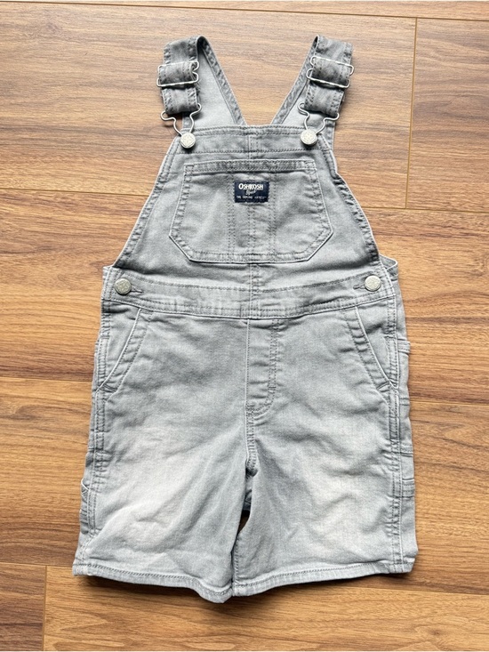 OshKosh B'gosh Other - OshKosh B'gosh Boys Light Gray Denim Short Talls Overalls Size 4T